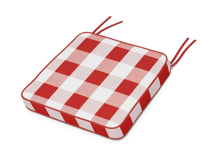 POLYWOOD Chinoiserie Side Chair Seat Cushion in Buffalo Plaid Crimson