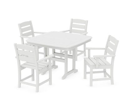 POLYWOOD Lakeside 5-Piece Dining Set with Trestle Legs - 44" Table in White