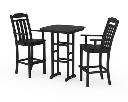 POLYWOOD Cottage 3-Piece Bar Set in Black