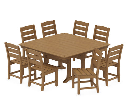 POLYWOOD Lakeside 9-Piece Nautical Trestle Dining Set in Natural