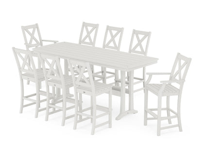 POLYWOOD Braxton 9-Piece Bar Set with Trestle Legs in Vintage White
