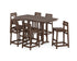 POLYWOOD Modern Studio Plaza Lowback Bar Chair 7-Piece Set in Mahogany