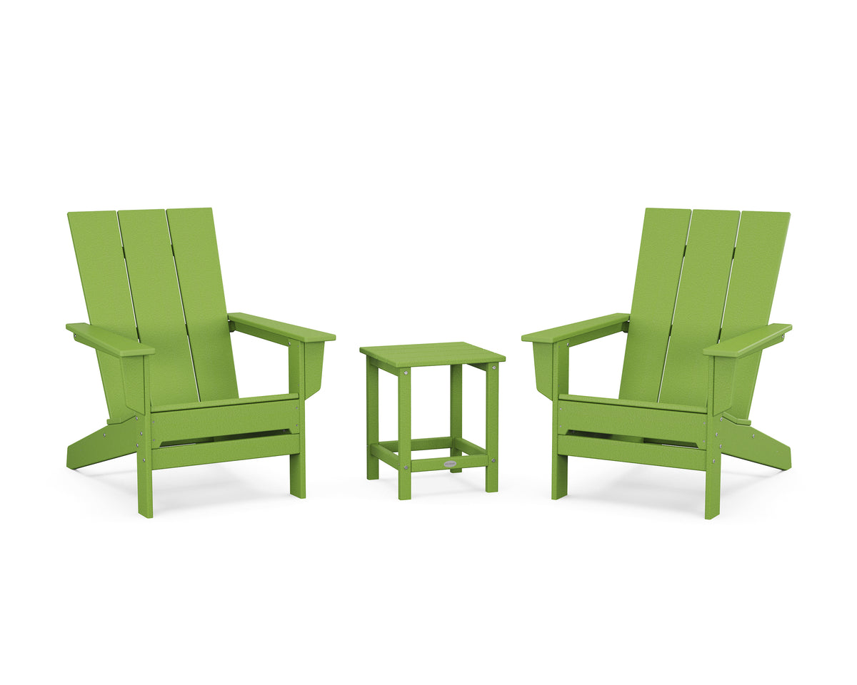 POLYWOOD 3-Piece Modern Studio Adirondack Set in Lime