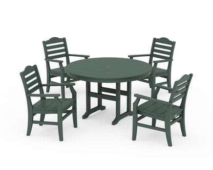 POLYWOOD Savannah 5-Piece Round Farmhouse Dining Set in Green