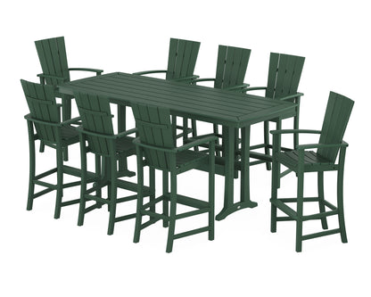 POLYWOOD Quattro Adirondack 9-Piece Bar Set with Trestle Legs in Green