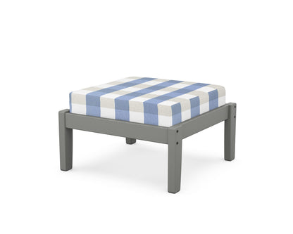 POLYWOOD Deep Seating Ottoman in Slate Grey / Buffalo Plaid Sky Blue