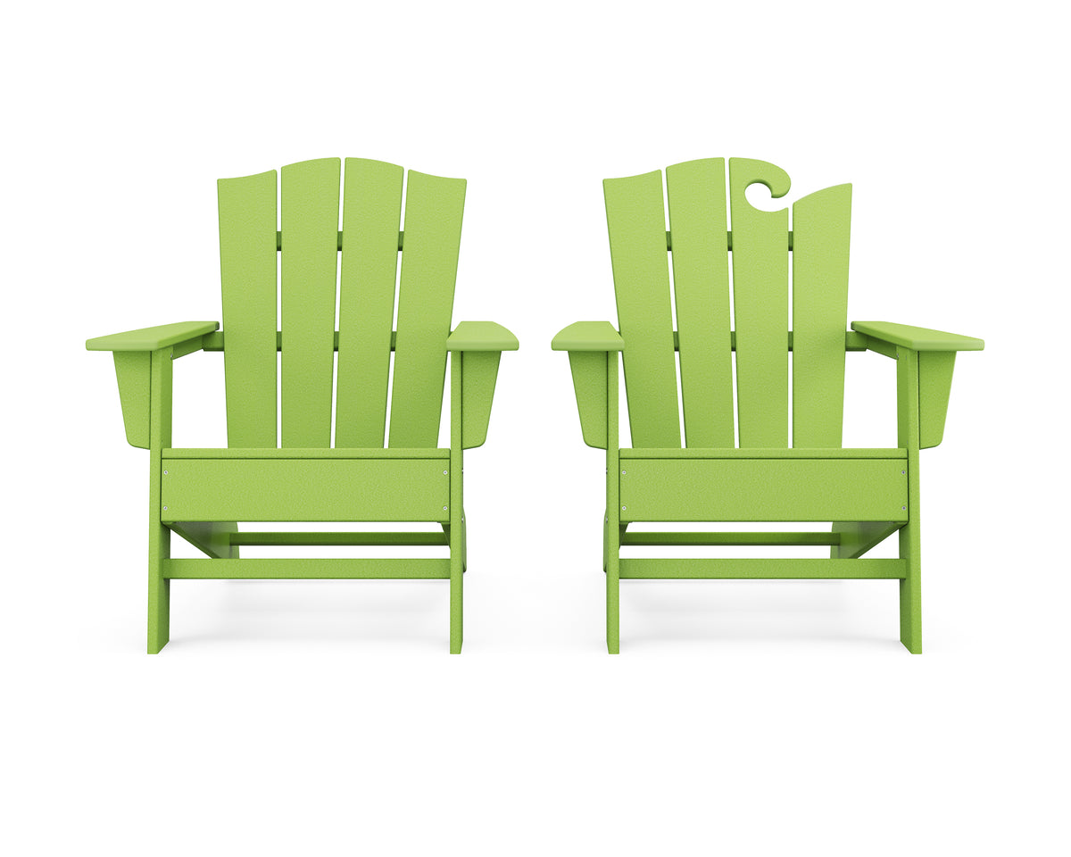 POLYWOOD Wave 2-Piece Adirondack Chair Set with The Crest Chair in Lime