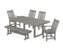 POLYWOOD Vineyard 6-Piece Dining Set with Bench - 39" x 78" Table in Slate Grey
