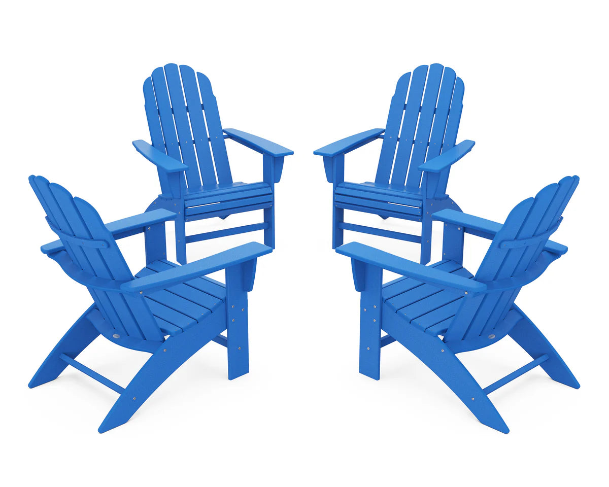 POLYWOOD 4-Piece Vineyard Curveback Adirondack Chair Conversation Set