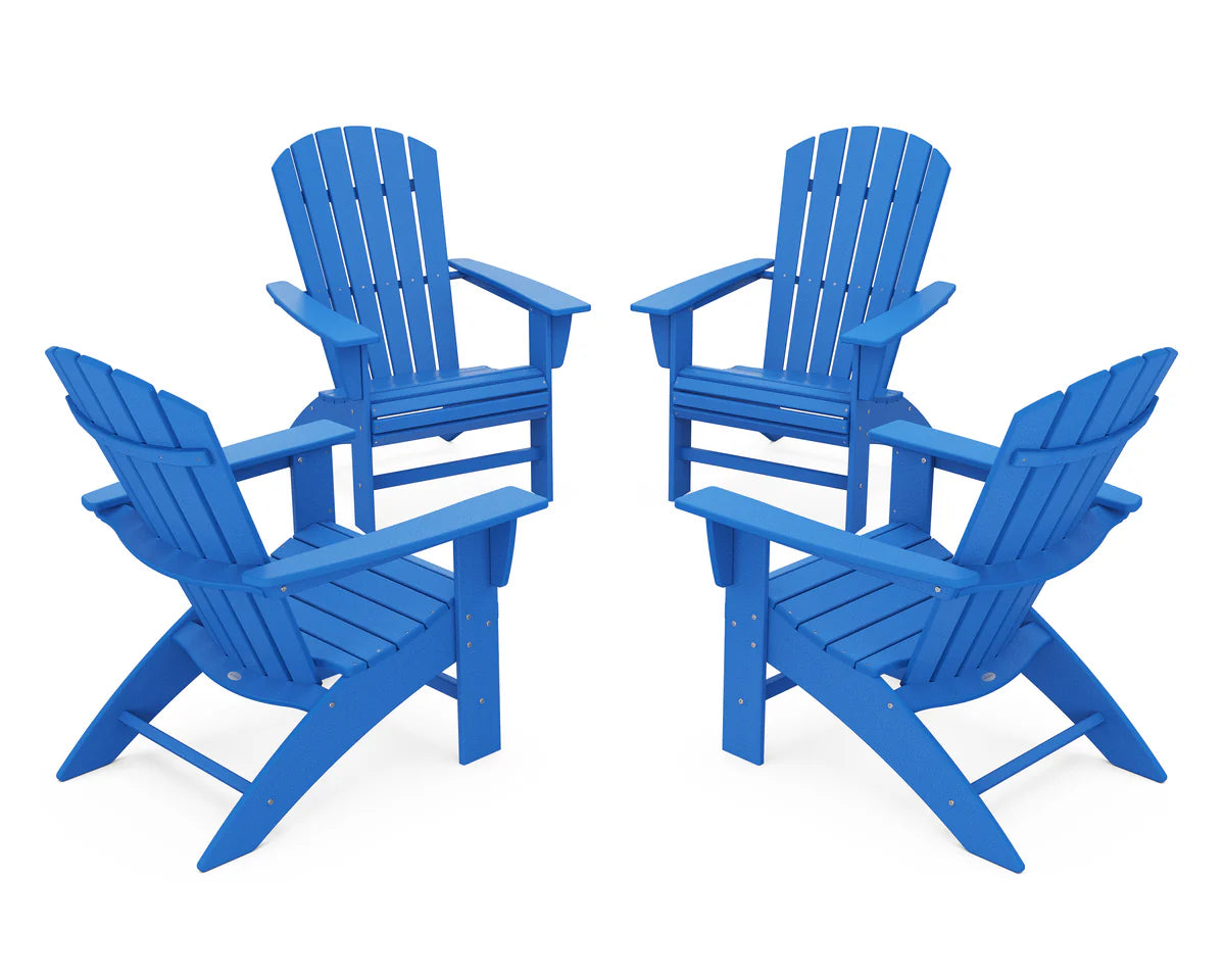 POLYWOOD 4-Piece Nautical Curveback Adirondack Chair Conversation Set