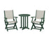 POLYWOOD Coastal Folding 3-Piece Round Bistro Dining Set in Green / Birch