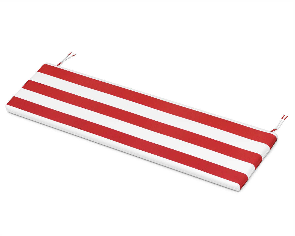 POLYWOOD Bench Seat Cushion - 17.5"D x 57.5"W x 2.5"H in Cabana Stripe Crimson