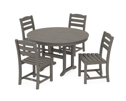 POLYWOOD La Casa Café Side Chair 5-Piece Round Farmhouse Dining Set in Driftwood