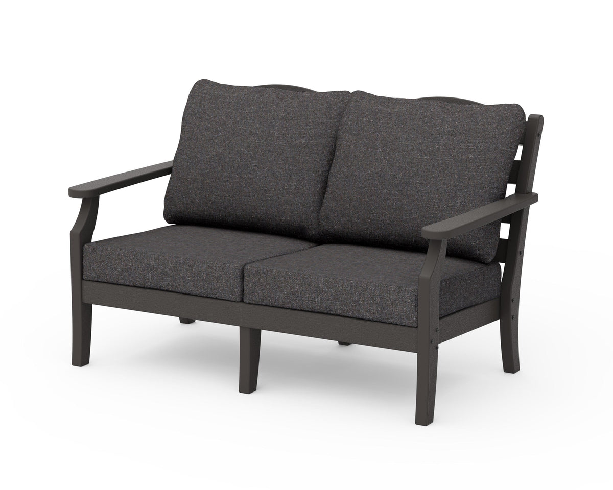 POLYWOOD Savannah Deep Seating Loveseat in Vintage Coffee / Ash Charcoal