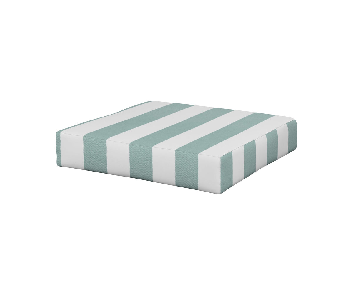 POLYWOOD Prescott Ottoman Cushion in Cabana Stripe Glacier Spa