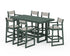 POLYWOOD EDGE Sling 7-Piece Bar Table Set in Green / Birch