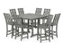 POLYWOOD Country Living Wovendale Side Chair 9-Piece Square Farmhouse Bar Set with Trestle Legs in Slate Grey