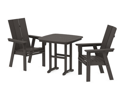 POLYWOOD Modern Curveback Adirondack 3-Piece Dining Set in Vintage Coffee