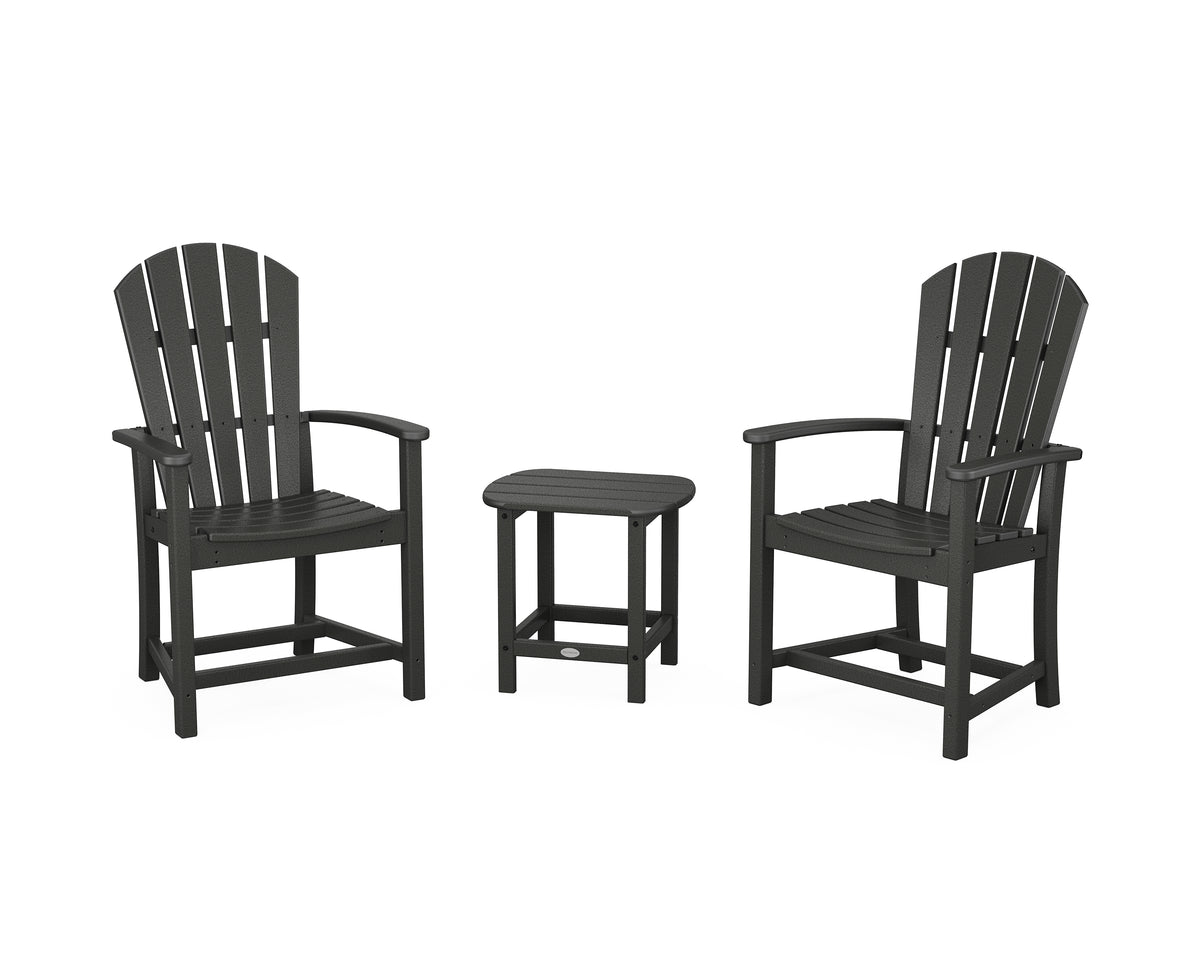 POLYWOOD Palm Coast 3-Piece Upright Adirondack Chair Set in Black