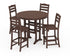POLYWOOD La Casa Café 5-Piece Side Chair Bar Dining Set in Mahogany