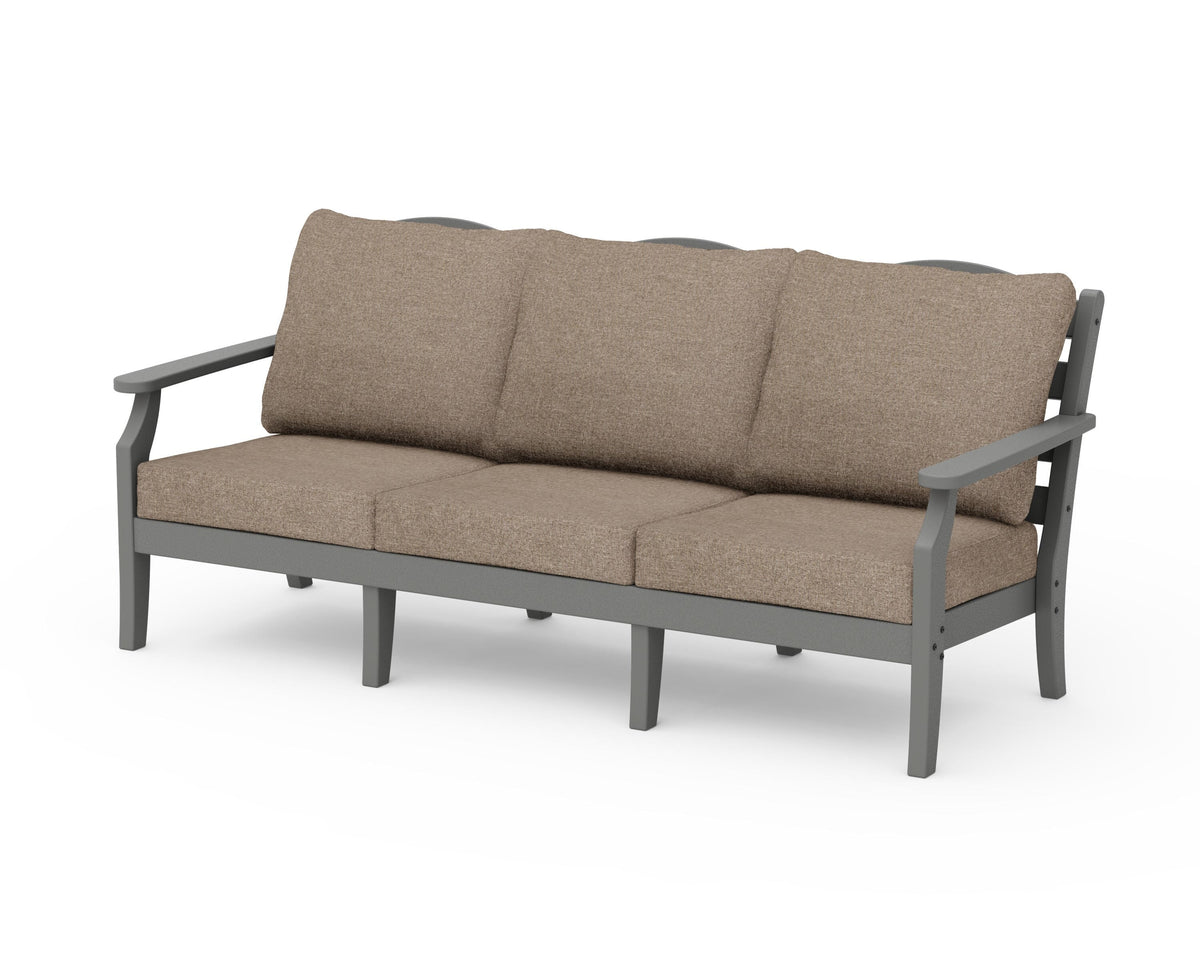 POLYWOOD Savannah Deep Seating Sofa in Slate Grey / Spiced Burlap