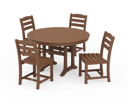 POLYWOOD La Casa Café 5-Piece Side Chair Dining Set - 48" Table in Teak