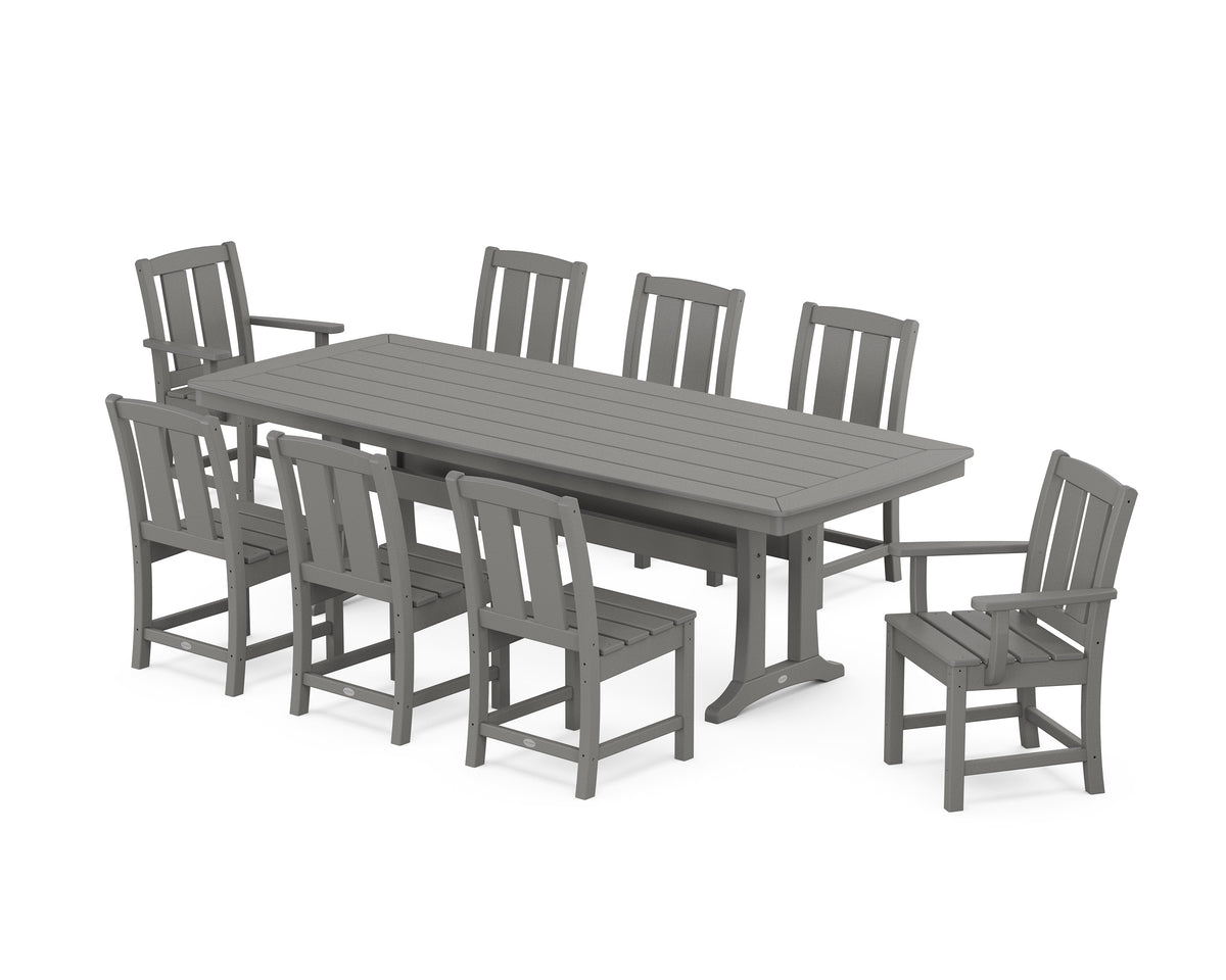 POLYWOOD Mission 9-Piece Dining Set with Trestle Legs in Slate Grey