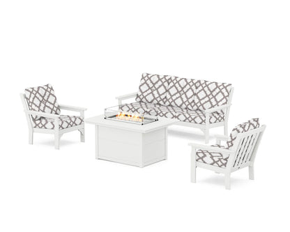 POLYWOOD Vineyard Deep Seating Fire Pit Table Set