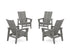 POLYWOOD 4-Piece Modern Grand Upright Adirondack Chair Conversation Set in Slate Grey