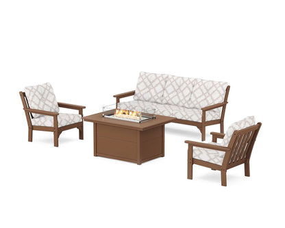 POLYWOOD Vineyard Deep Seating Fire Pit Table Set