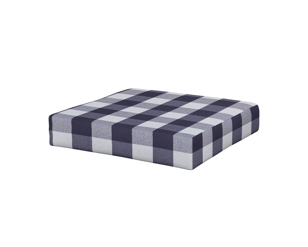 POLYWOOD Vineyard Ottoman Cushion in Buffalo Plaid Navy