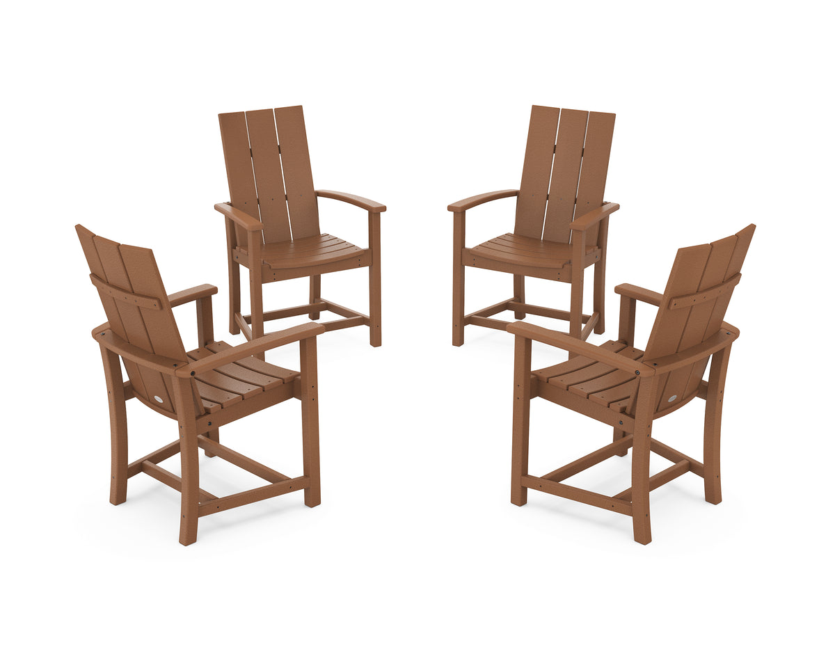 POLYWOOD Modern 4-Piece Upright Adirondack Conversation Set in Teak