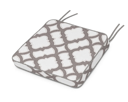 POLYWOOD Chinoiserie Arm Chair Seat Cushion in Trellis Grey Mist