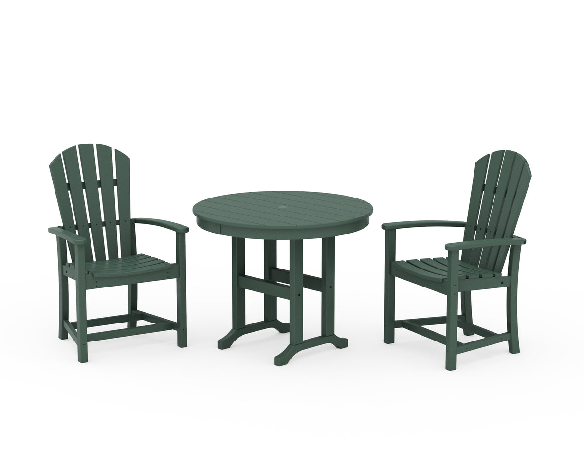POLYWOOD Palm Coast 3-Piece Round Farmhouse Dining Set in Green