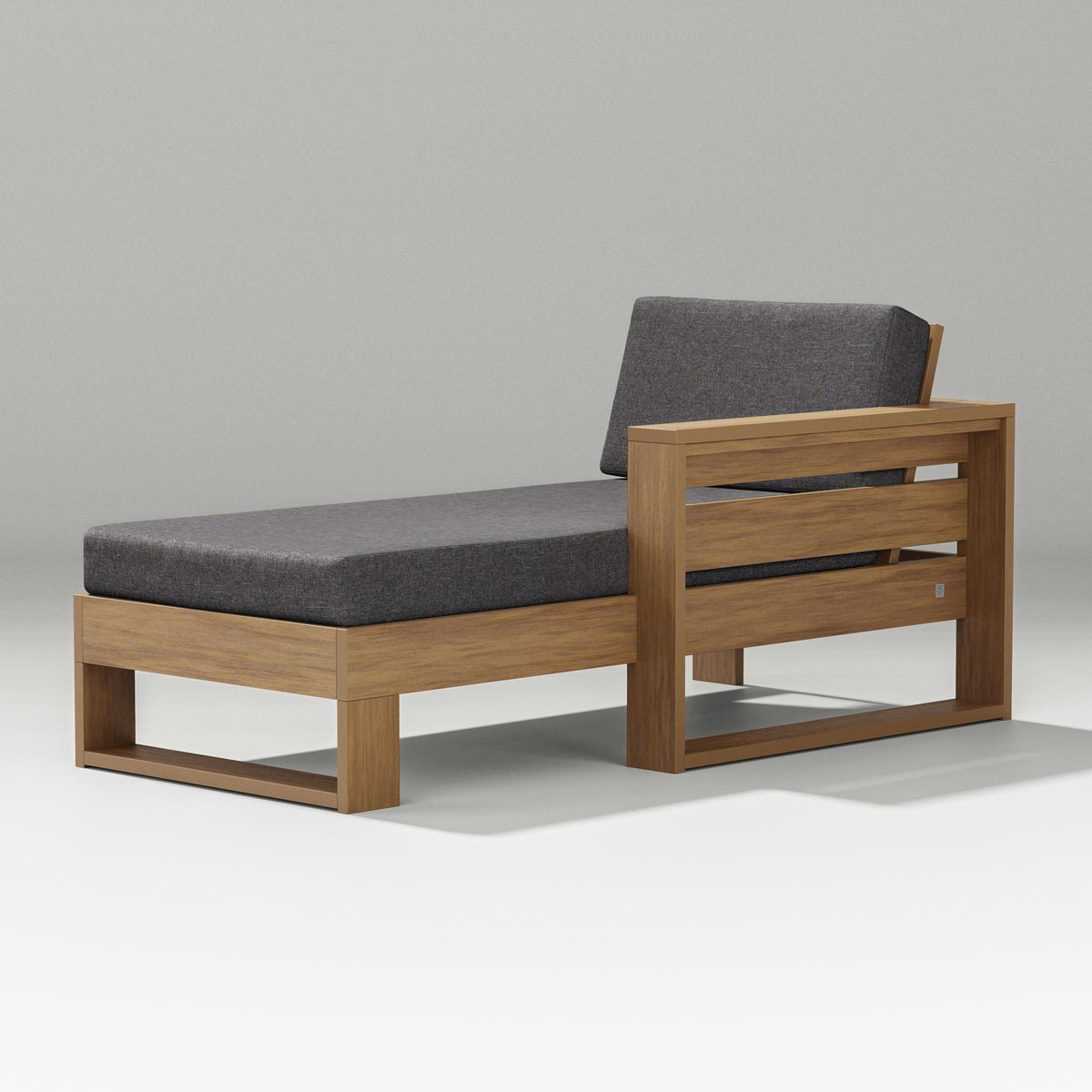 POLYWOOD Latitude Modular Right Arm Chaise in Natural / Ash Charcoal