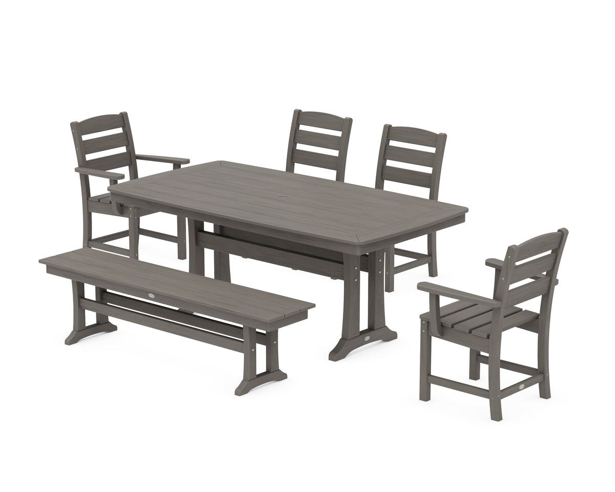 POLYWOOD Lakeside 6-Piece Dining Set with Trestle Legs in Driftwood