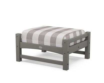 POLYWOOD Club Ottoman in Slate Grey / Buffalo Plaid Grey Mist