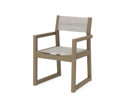 POLYWOOD EDGE Sling Dining Arm Chair in Vintage Sahara / Birch