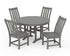 POLYWOOD Vineyard 5-Piece Round Farmhouse Side Chair Dining Set in Slate Grey