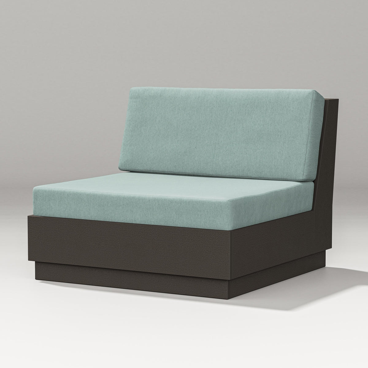 POLYWOOD Elevate Modular Armless Chair in Vintage Coffee / Glacier Spa