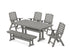 POLYWOOD Nautical Highback 6-Piece Farmhouse Dining Set with Trestle Legs and Bench in Slate Grey