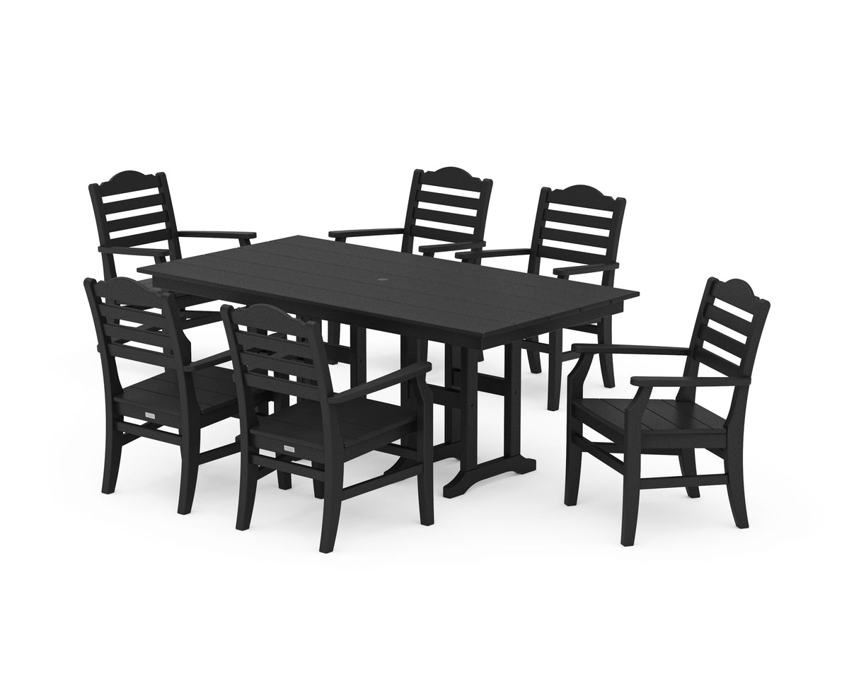 POLYWOOD Savannah Arm Chair 7-Piece Farmhouse Dining Set in Black