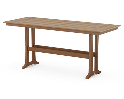 POLYWOOD Farmhouse Trestle 38" x 96" Bar Table in Teak / Natural