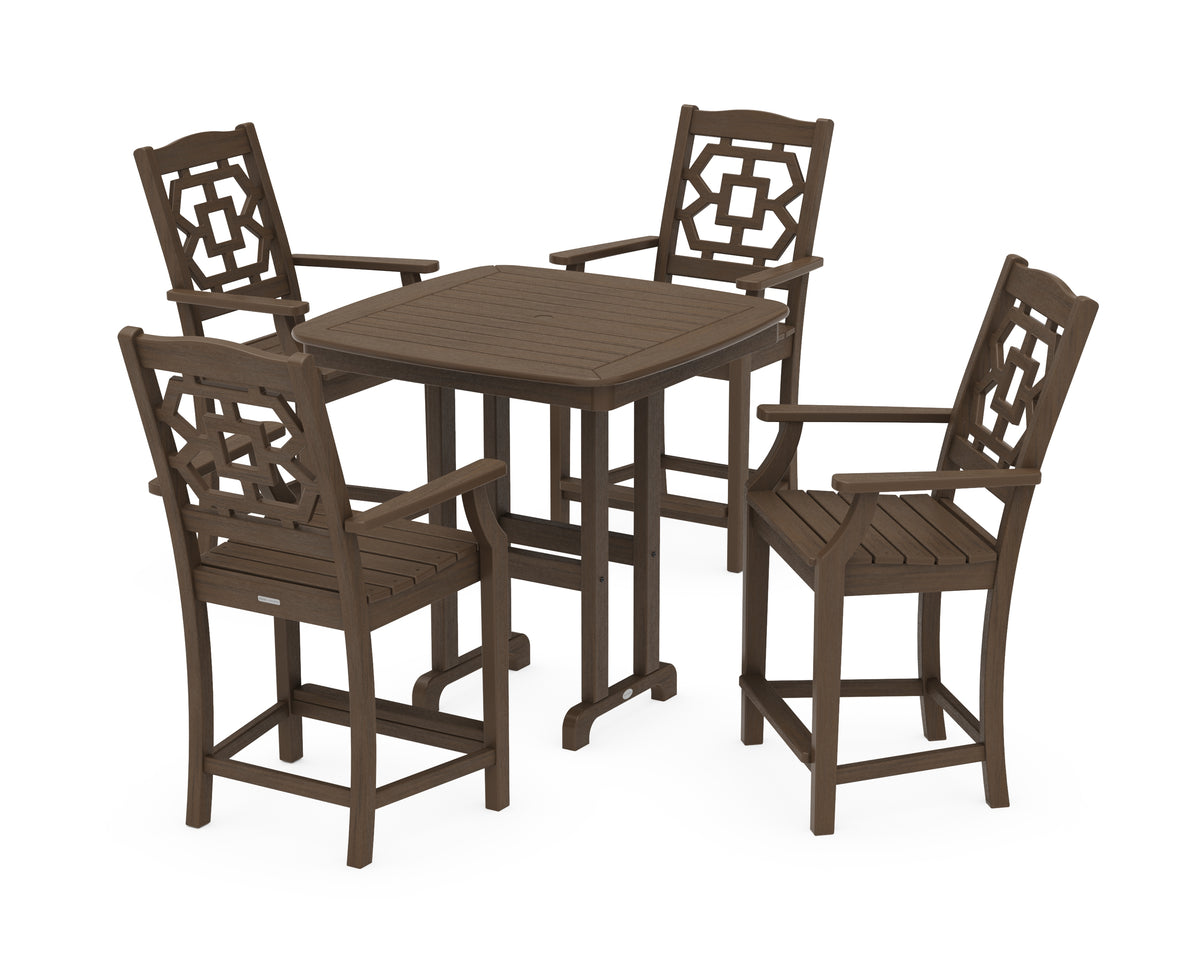 POLYWOOD Chinoiserie 5-Piece Counter Set in Kona