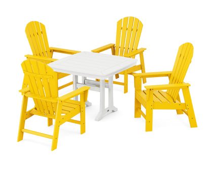 POLYWOOD South Beach 5-Piece Dining Set with Trestle Legs - 37" Table in Lemon / White