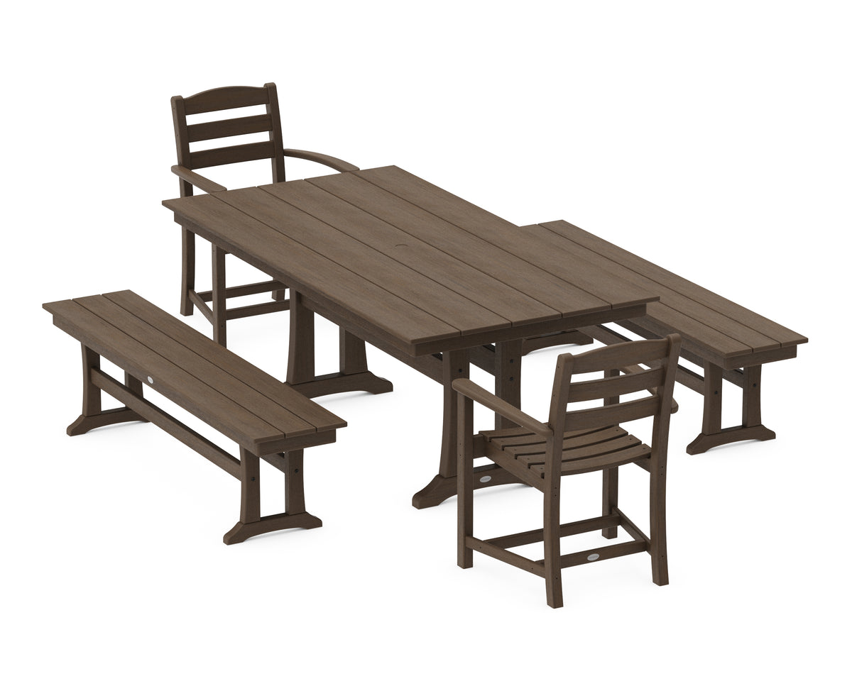POLYWOOD La Casa Café 5-Piece Farmhouse Dining Set with Trestle Legs in Kona