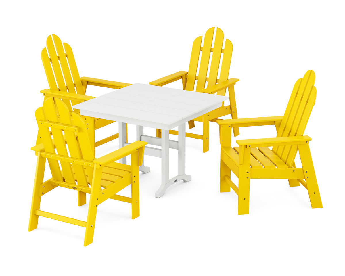 POLYWOOD Long Island 5-Piece Farmhouse Dining Set in Lemon / White