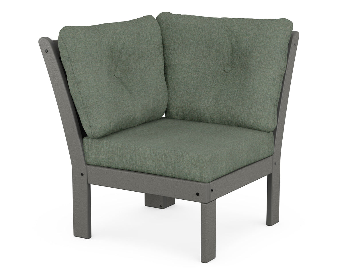 POLYWOOD Vineyard Modular Corner Chair in Slate Grey / Cast Sage