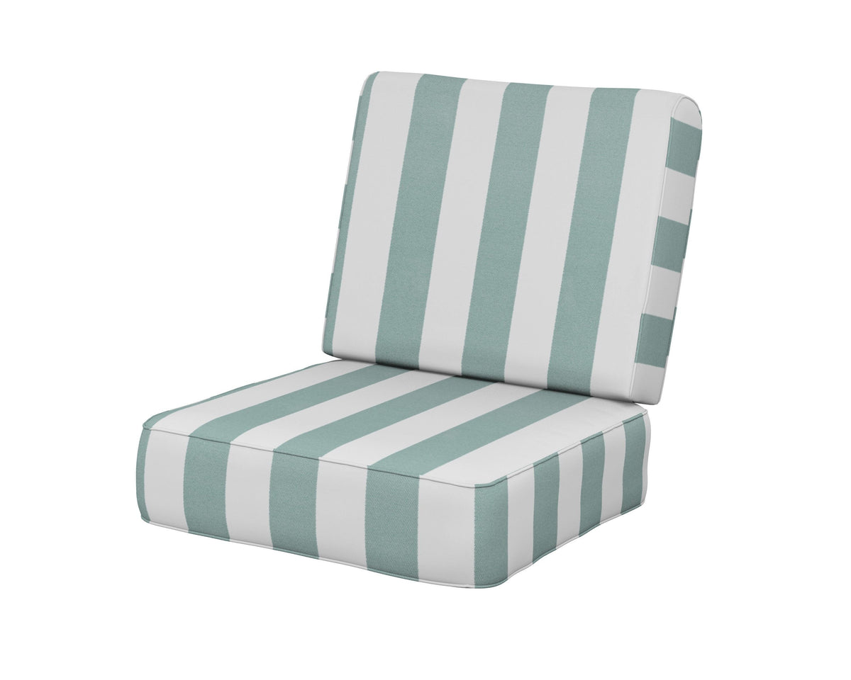 POLYWOOD Ateeva Harbour Seat and Back Cushion in Cabana Stripe Glacier Spa