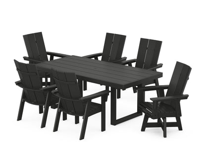 POLYWOOD Modern Adirondack 7-Piece Dining Set in Black